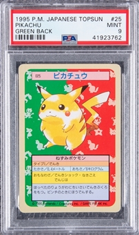 1995 Pokemon Japanese Topsun #25 Pikachu, Green Back - PSA MINT 9